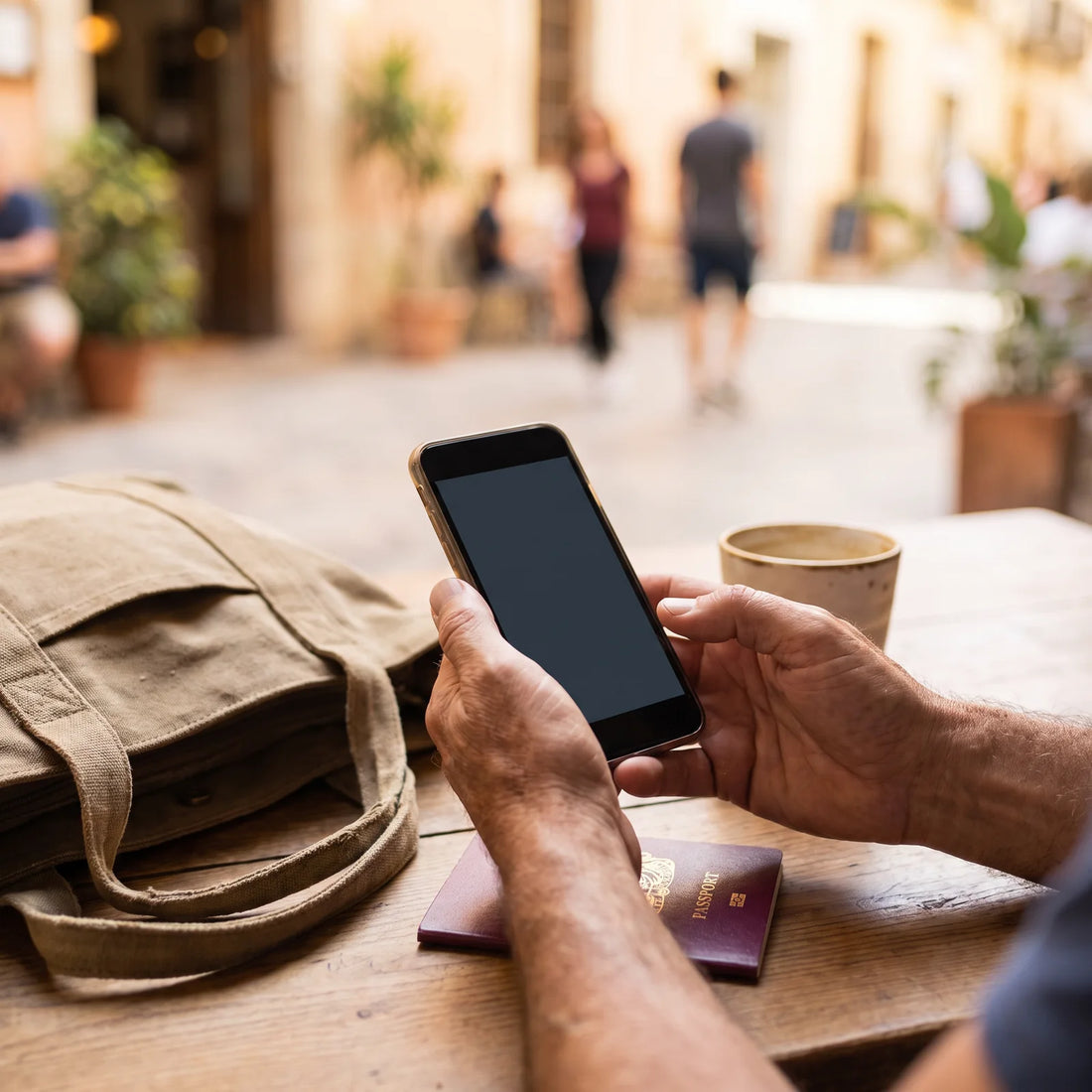 Nano SIM ed eSIM — viaggiatore connesso con una eSIM dati | PuraSIM