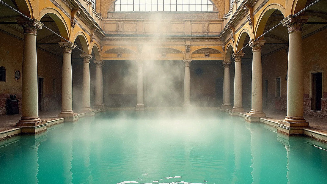 Piscina termal histórica con columnas en Budapest
