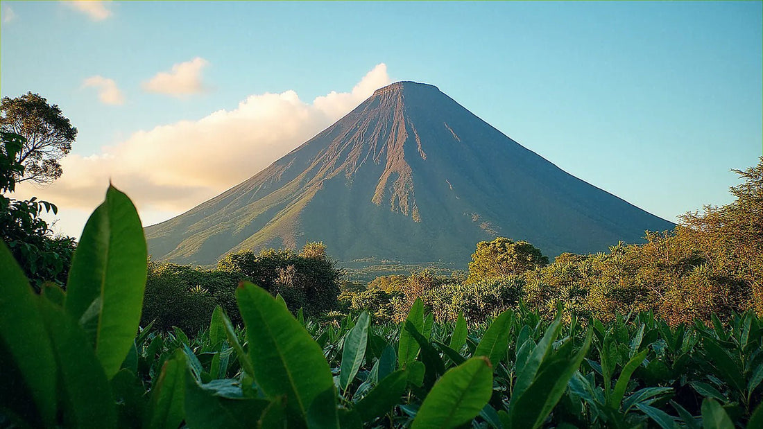 Volcán Arenal en Costa Rica con vegetación tropical