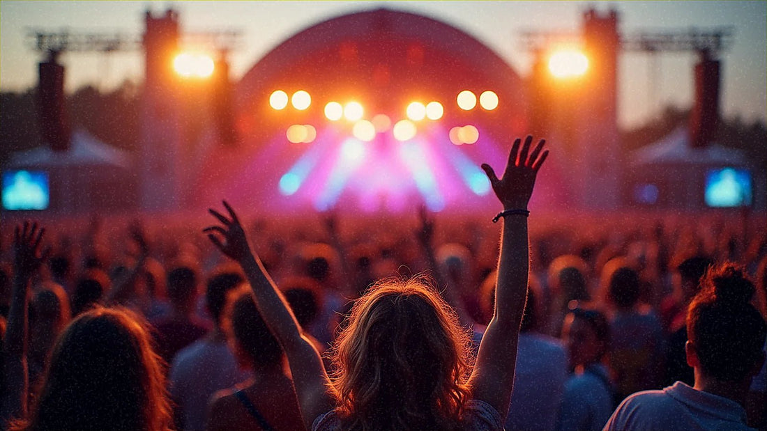 Multitud en un festival de música al aire libre
