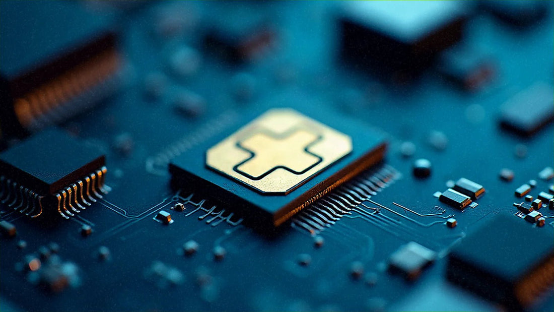 Chip eSIM sobre placa de circuito electrónico