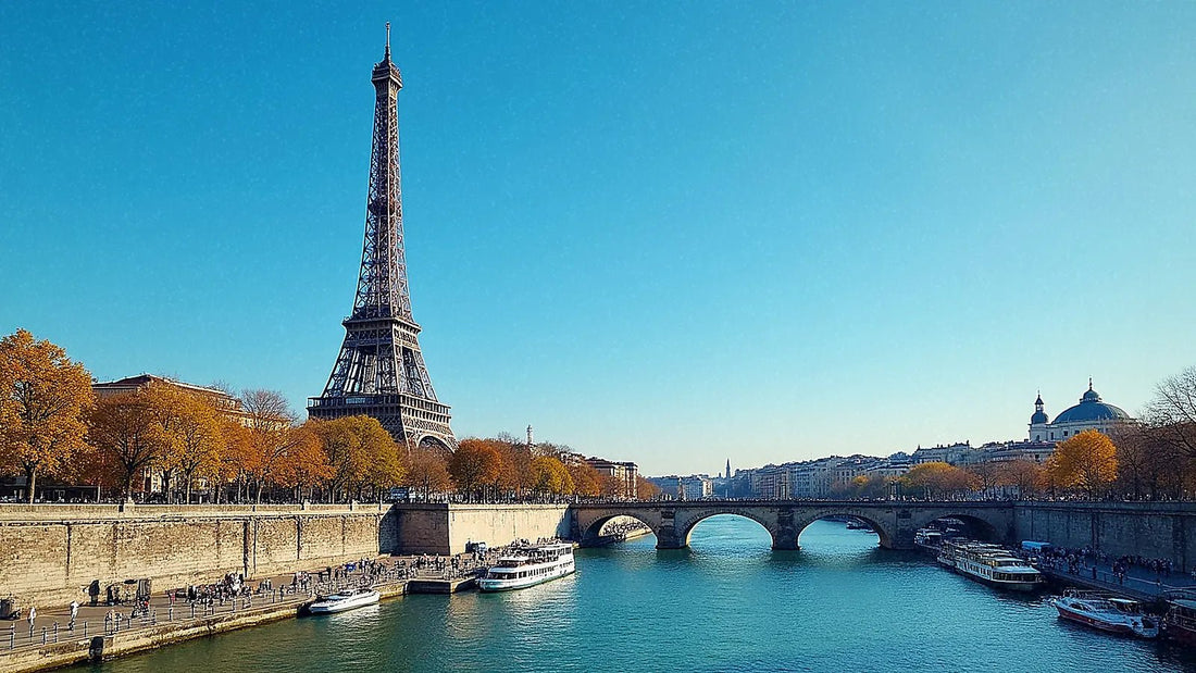 Monumentos emblemáticos de Europa bajo cielo azul