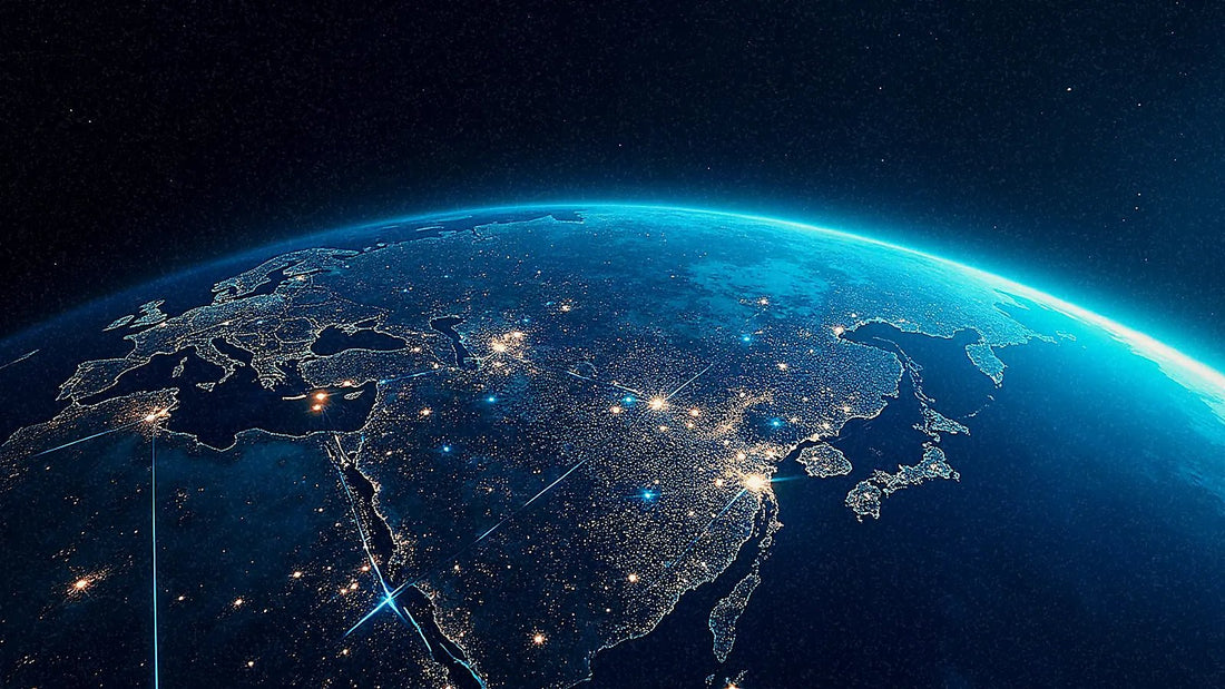 Red de conexiones digitales iluminadas sobre el planeta Tierra