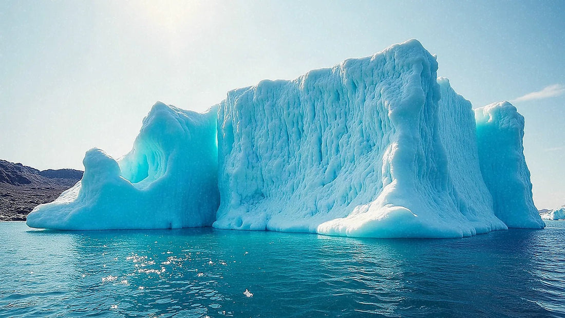 Iceberg azul flotando en las aguas costeras de Groenlandia