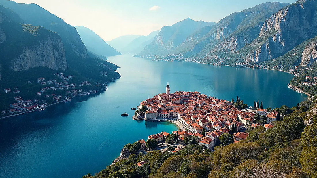 Bahía de Kotor con montañas y aguas del Adriático