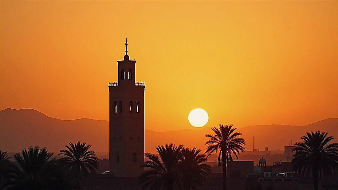Mezquita de la Koutoubia al atardecer en Marrakech