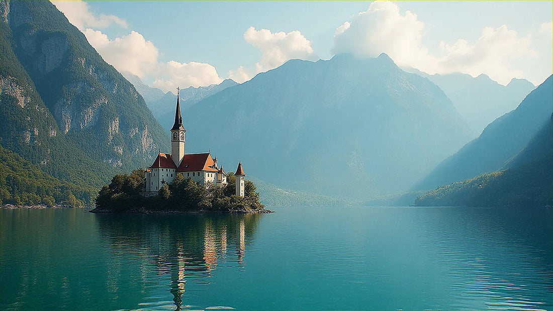 Lago Bled con su isla y castillo en Eslovenia
