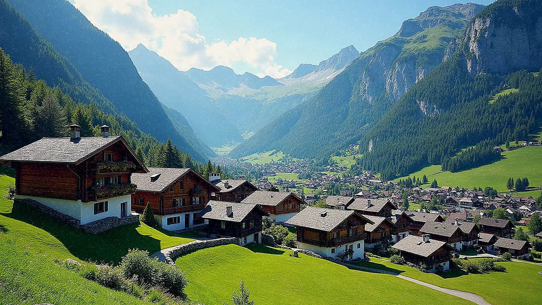 Pueblo alpino en un valle de Liechtenstein