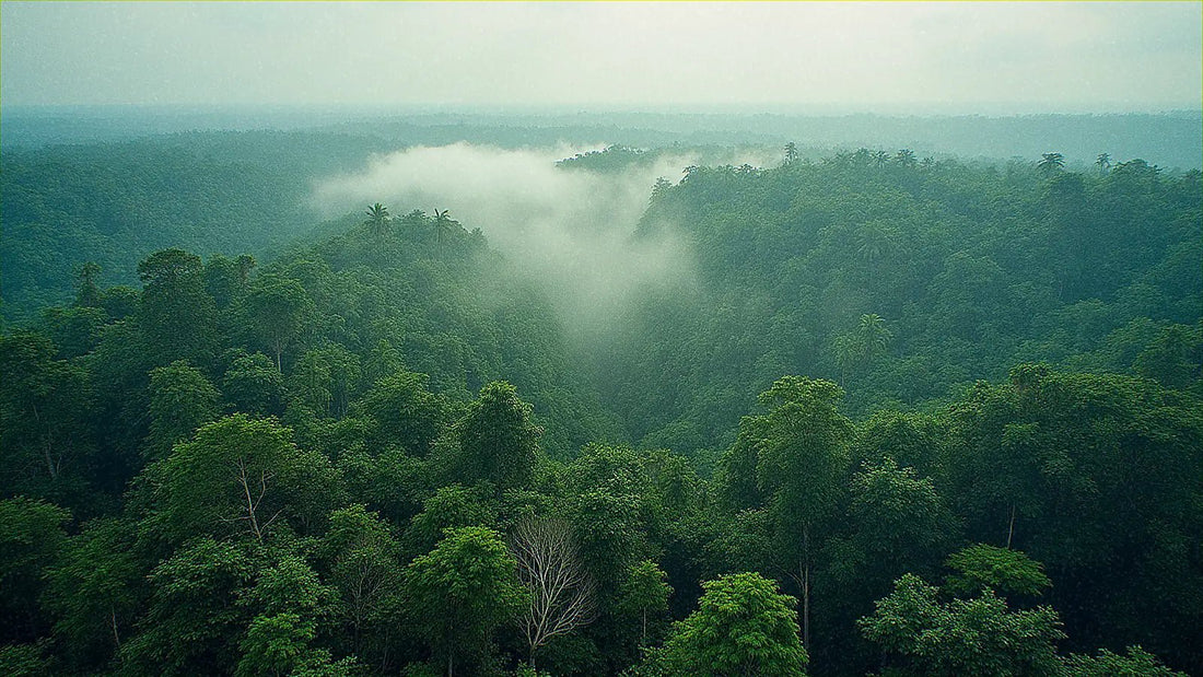 Selva tropical exuberante en la cuenca del río Congo