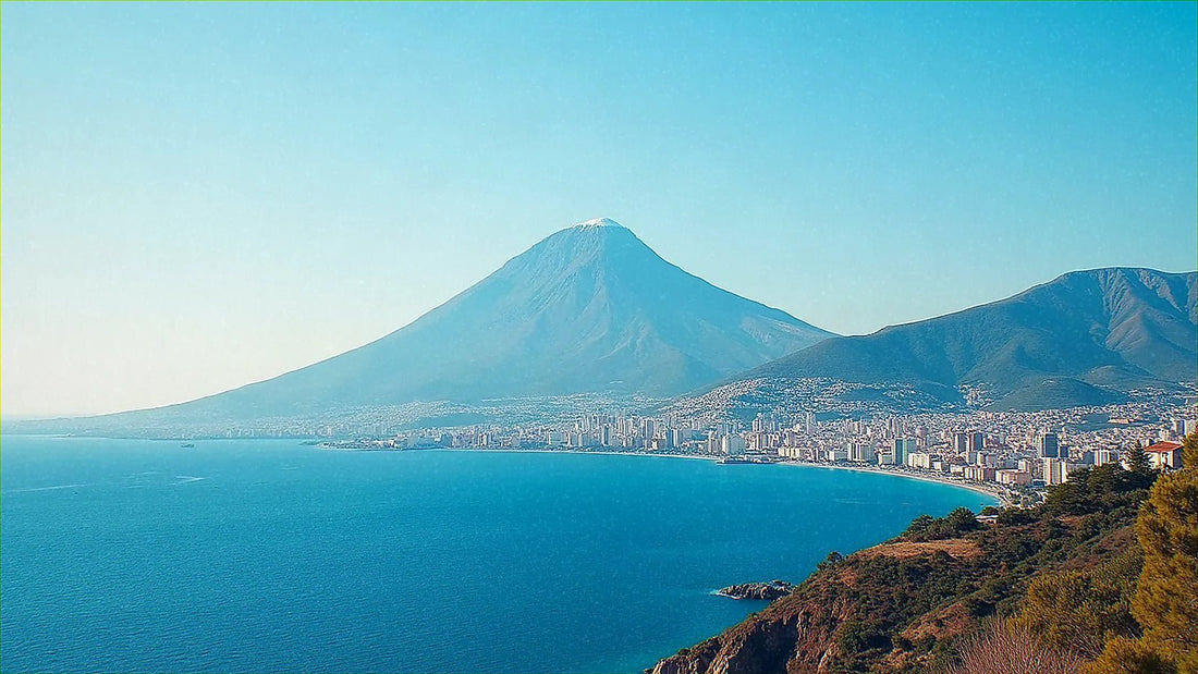 Vista del golfo de Nápoles con el Vesubio al fondo