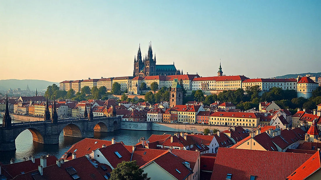 Castillo de Praga y río Moldava al atardecer