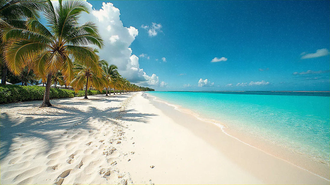 Playa de arena blanca con agua turquesa en Punta Cana