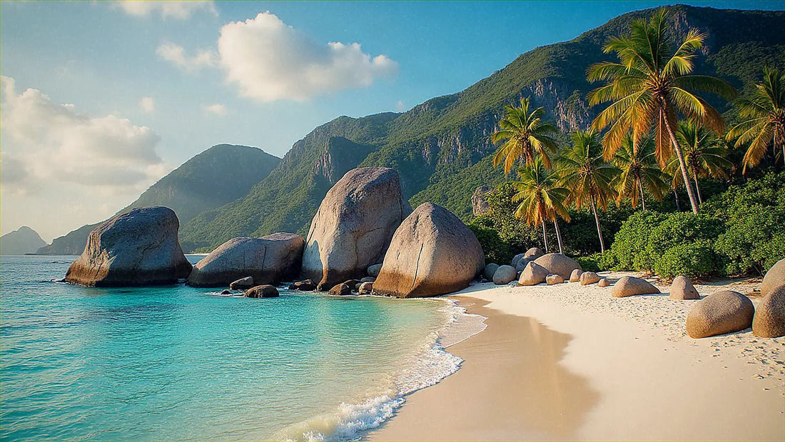 Playa tropical de Seychelles con rocas de granito