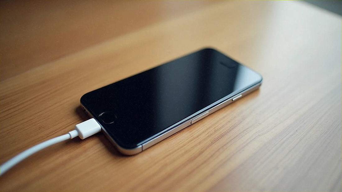 Smartphone conectado a cable de carga