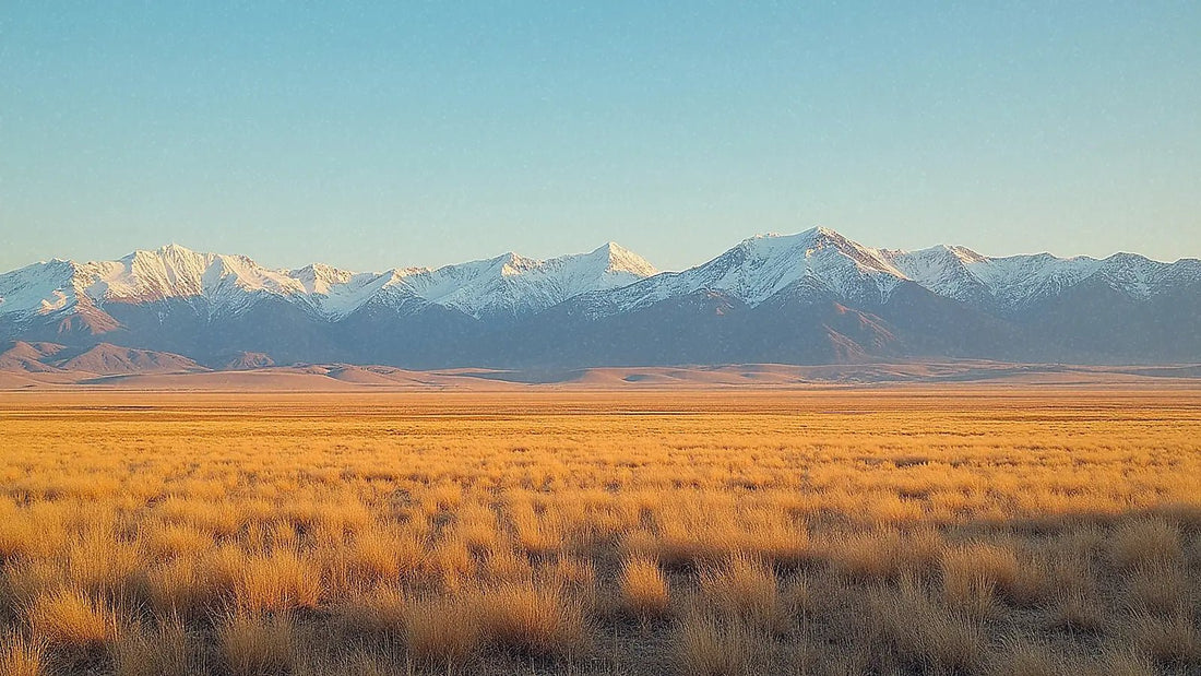 Estepa kazaja con montañas al fondo