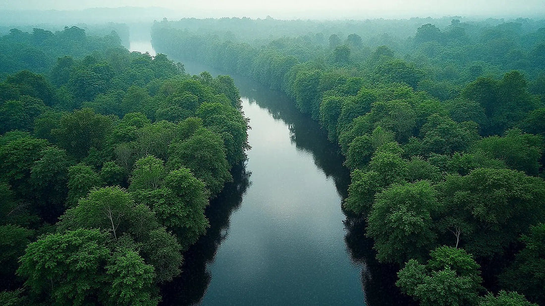 Río serpenteante atravesando la selva tropical de Surinam