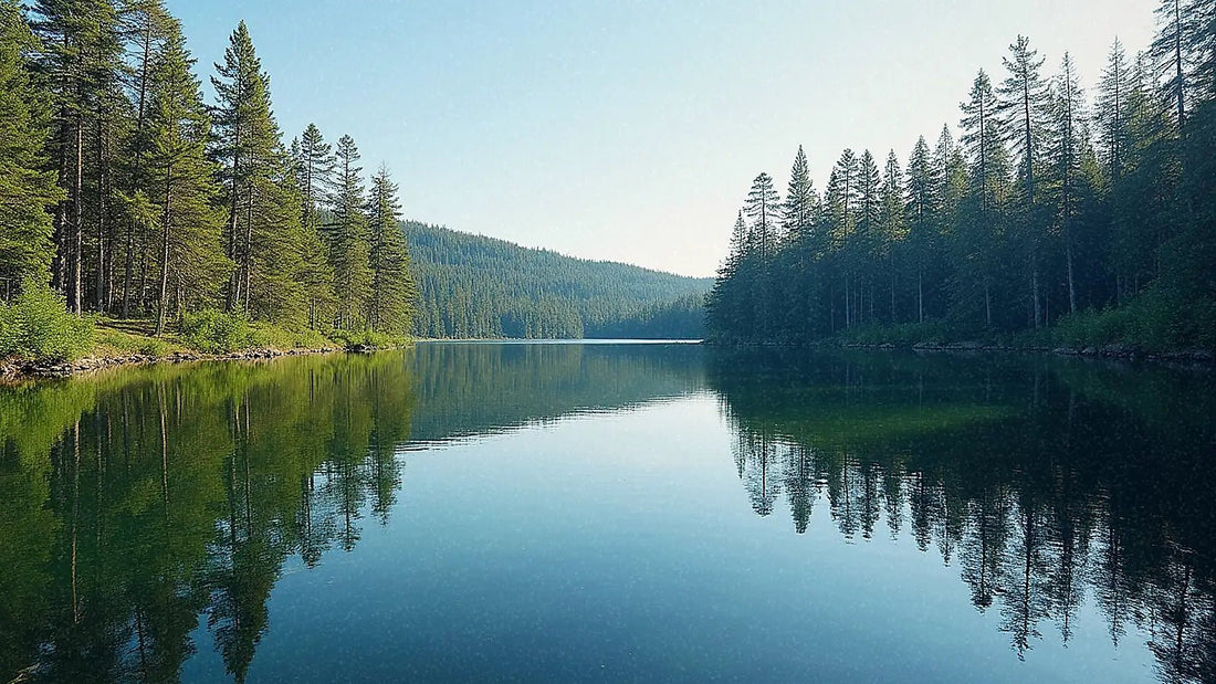Lago tranquilo rodeado de bosque boreal sueco