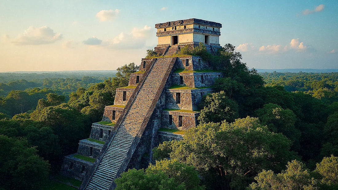 Templo maya de Tikal emergiendo sobre la selva guatemalteca