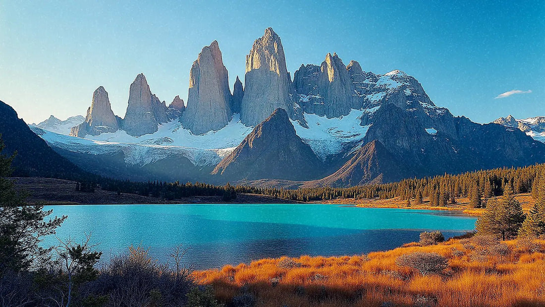 Torres del Paine con montañas y lago