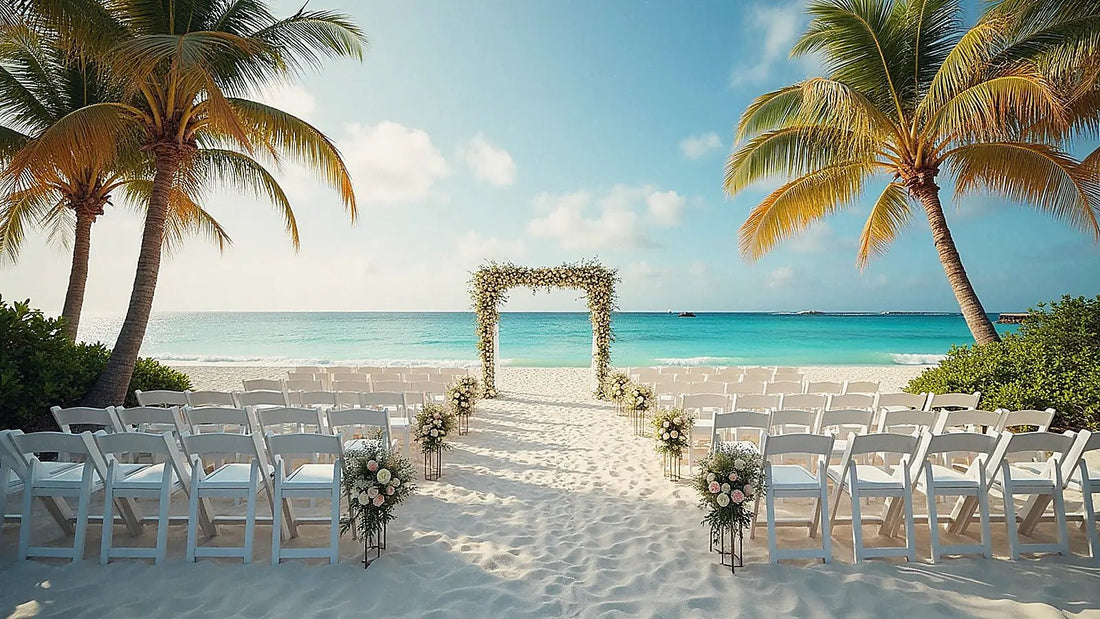 Ceremonia de boda en playa tropical