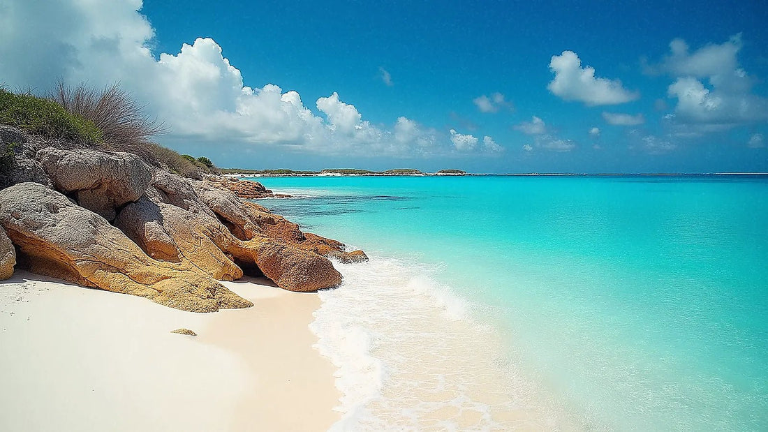 Playa de arena blanca y aguas turquesas en la costa de Curazao
