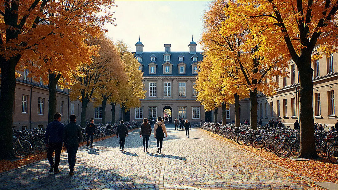 Campus universitario europeo en otoño