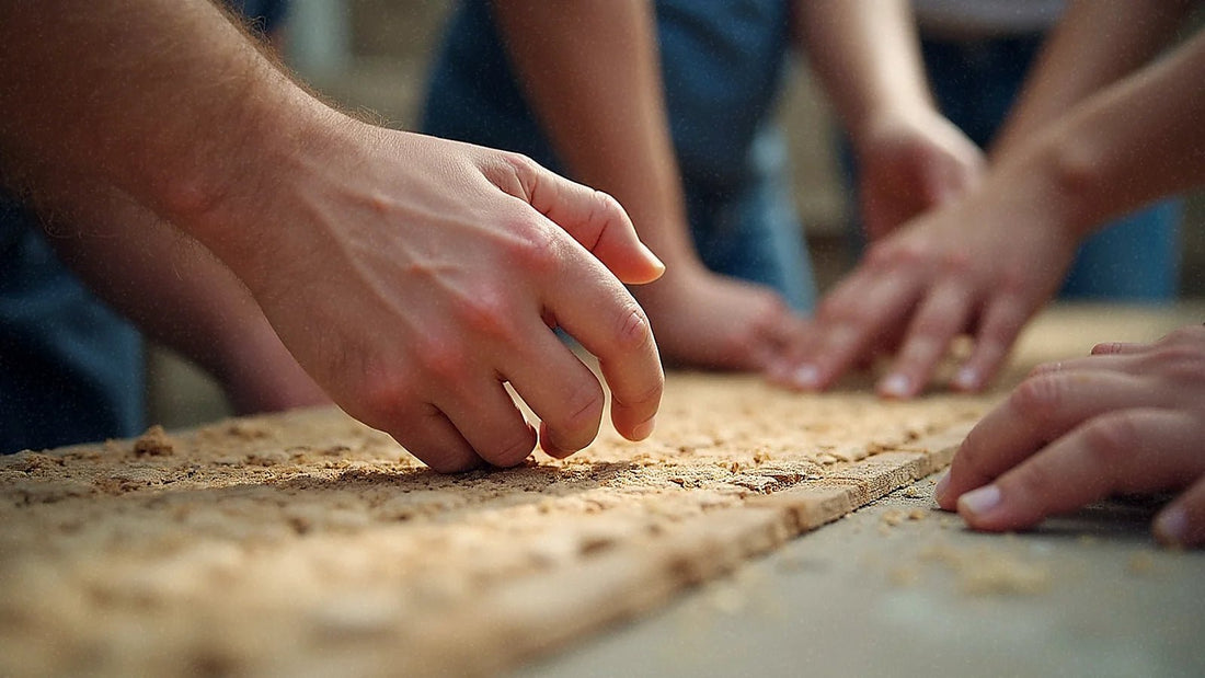 Manos de voluntarios trabajando juntas en proyecto comunitario