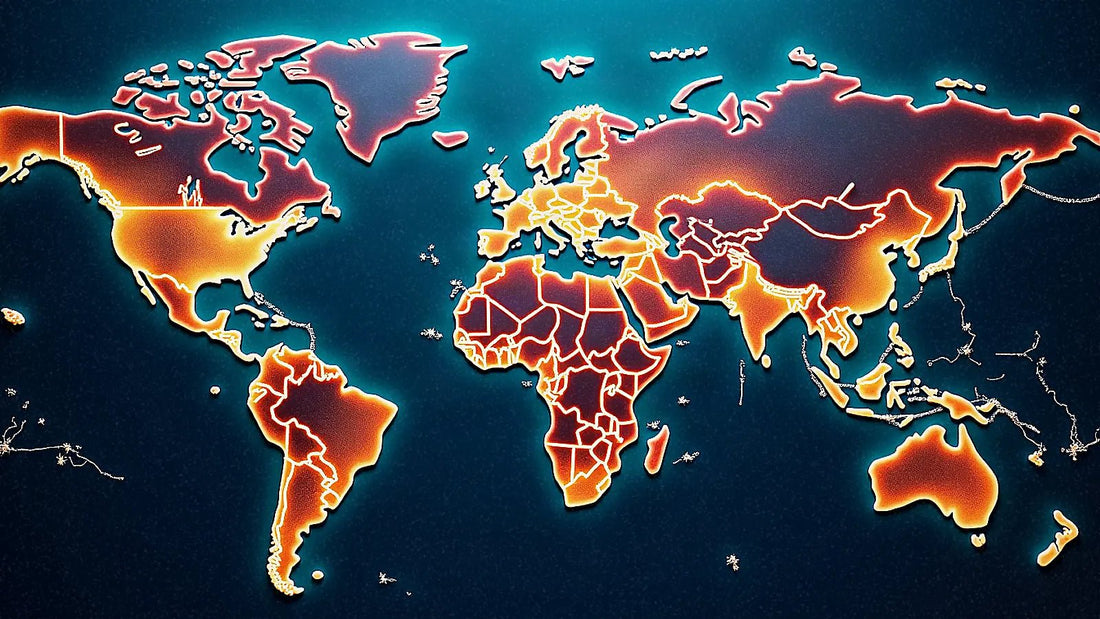 Mapa mundial con líneas de conexión iluminadas