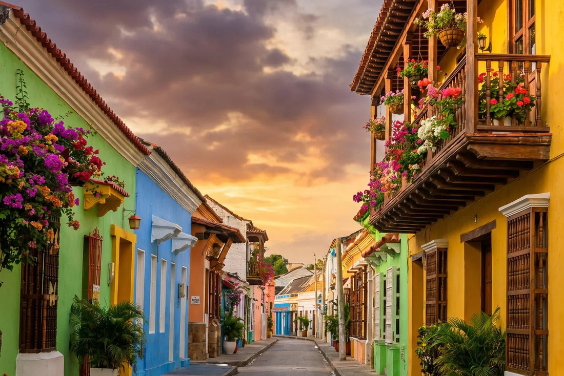 Les rues coloniales de Carthagène — eSIM Colombie de PuraSIM