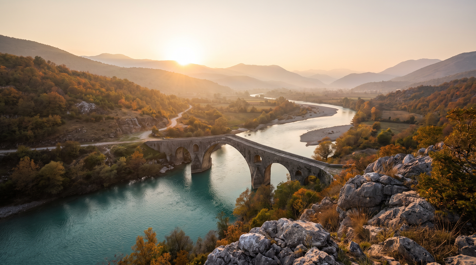 Paisaje de Albania con cobertura 4G/5G de la eSIM de PuraSIM