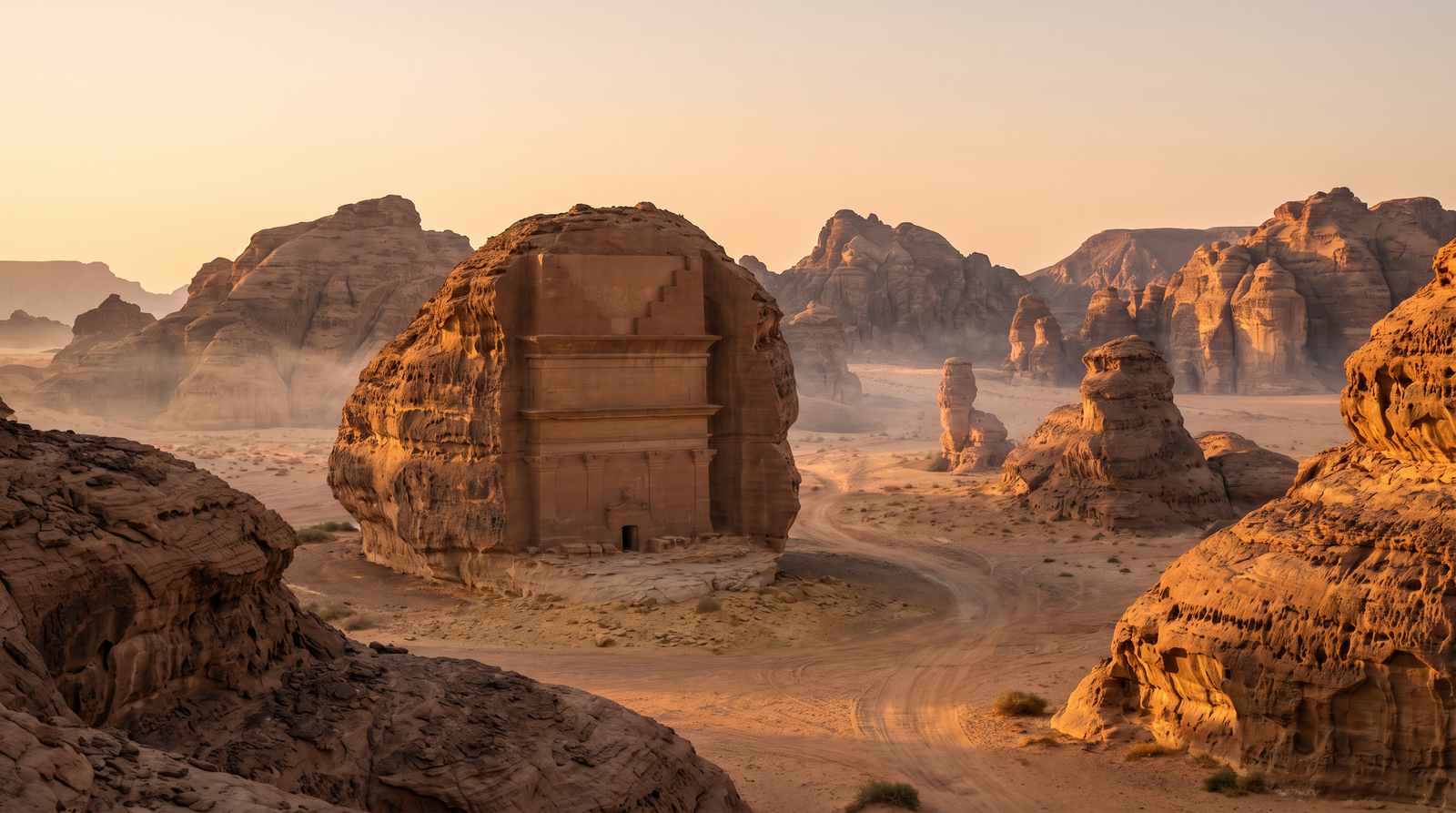Paisaje de Arabia Saudí con cobertura 4G/5G de la eSIM de PuraSIM