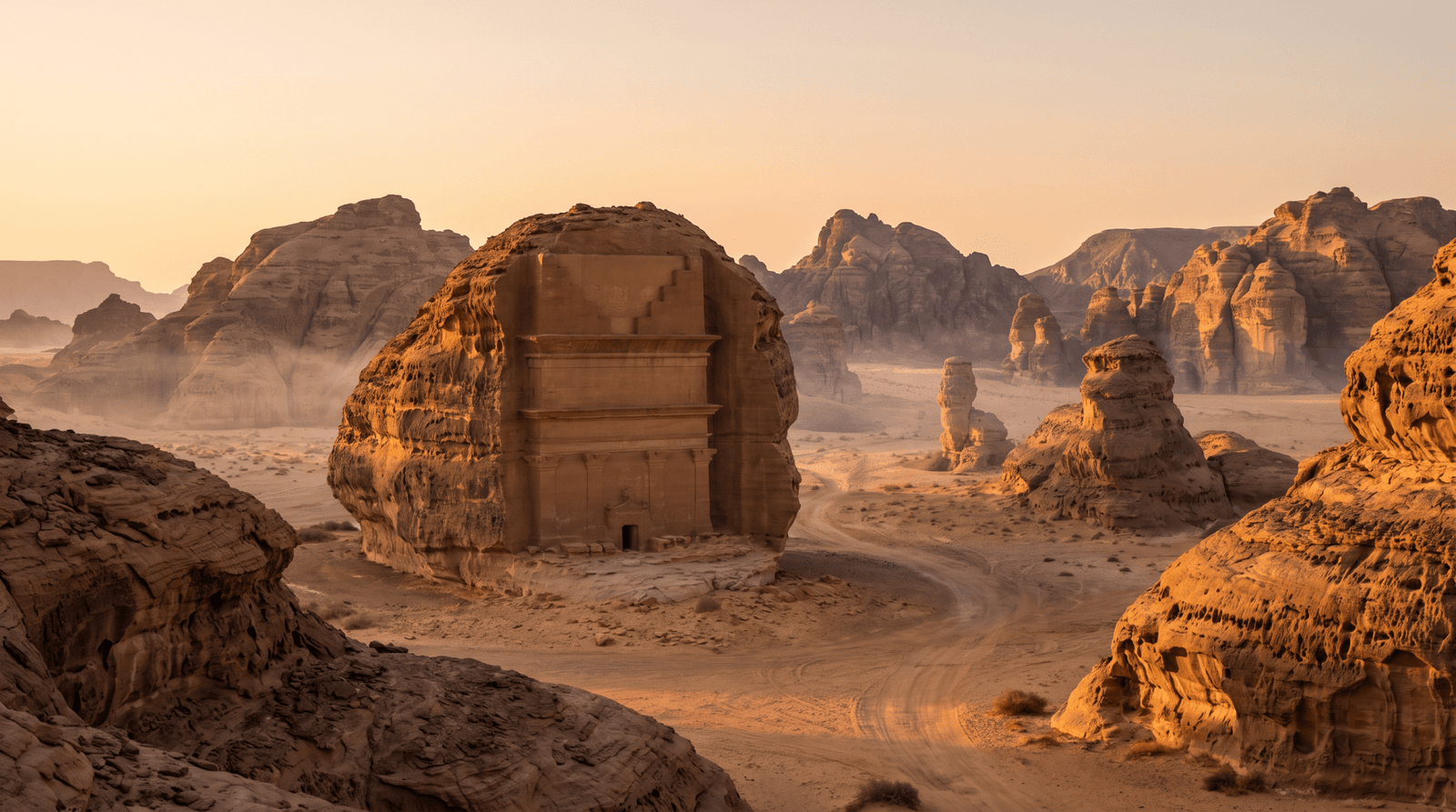 Paisaje de Arabia Saudí con cobertura 4G/5G de la eSIM de PuraSIM