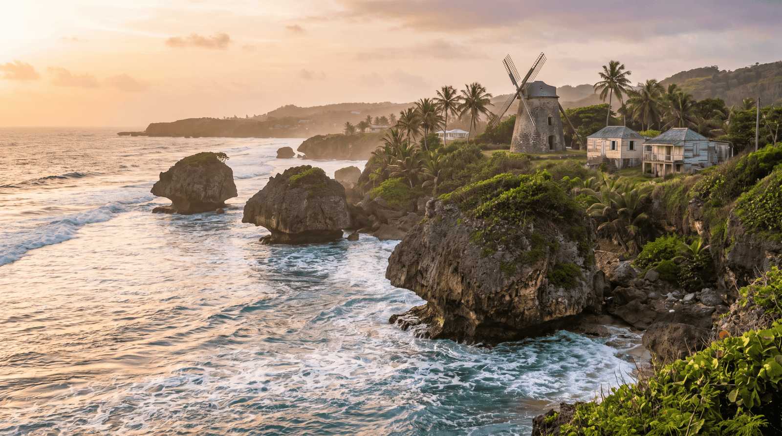 Paisaje de Barbados con cobertura 4G/5G de la eSIM de PuraSIM