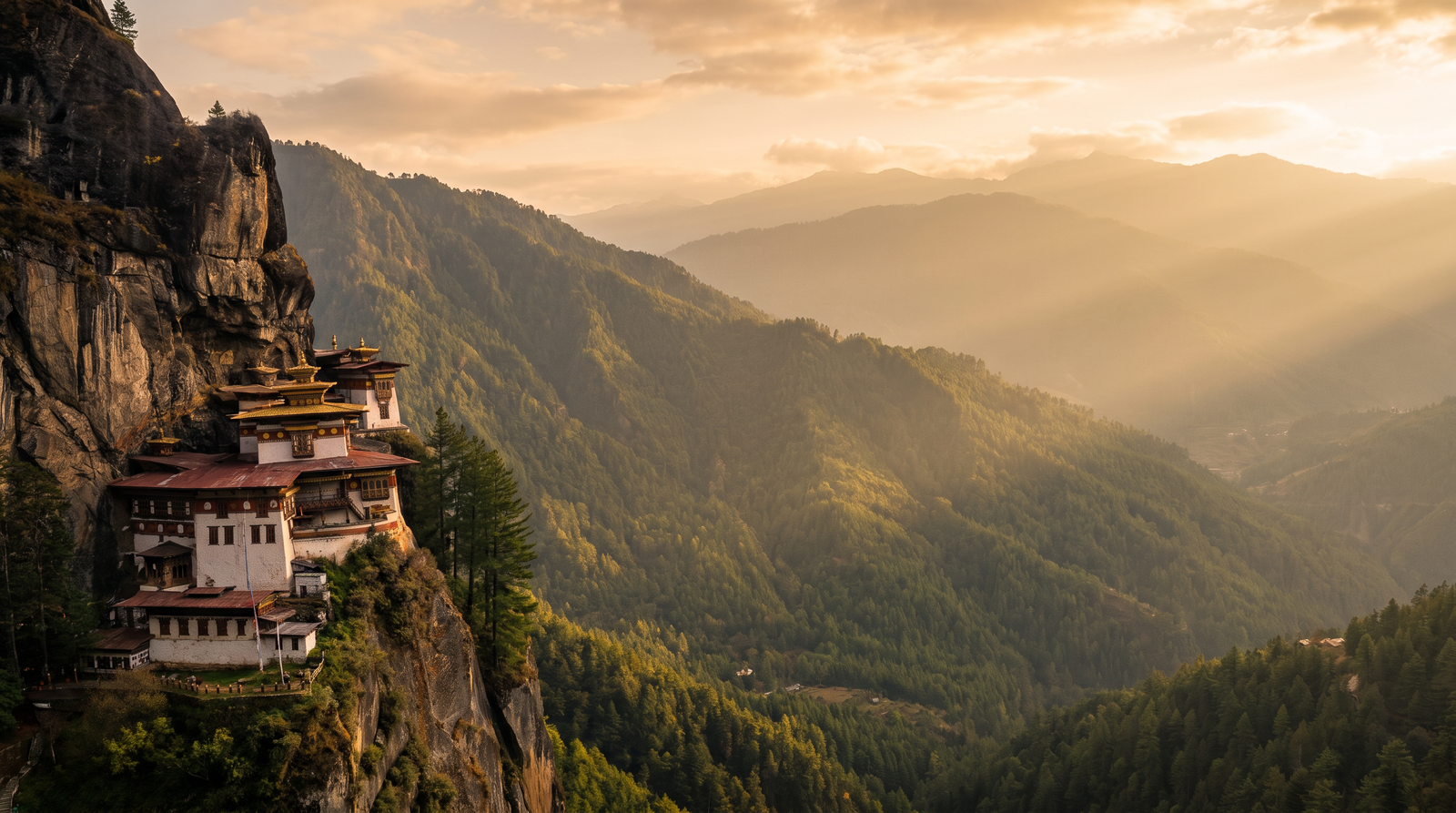 Paisaje de Bhutan con cobertura 4G/5G de la eSIM de PuraSIM