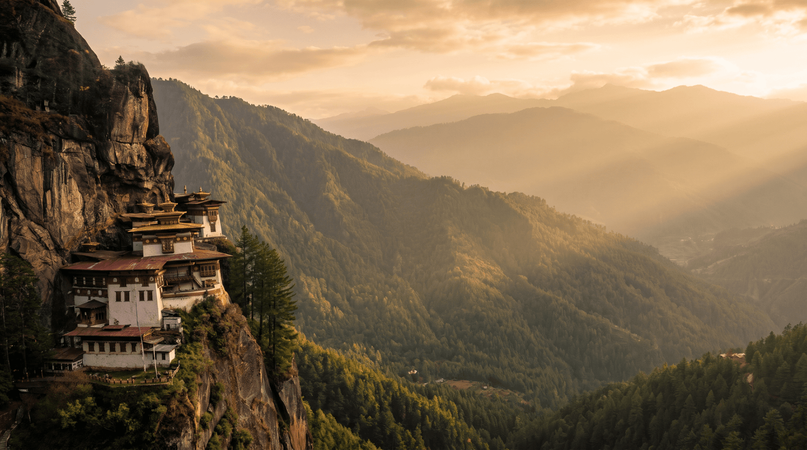Paisaje de Bhutan con cobertura 4G/5G de la eSIM de PuraSIM