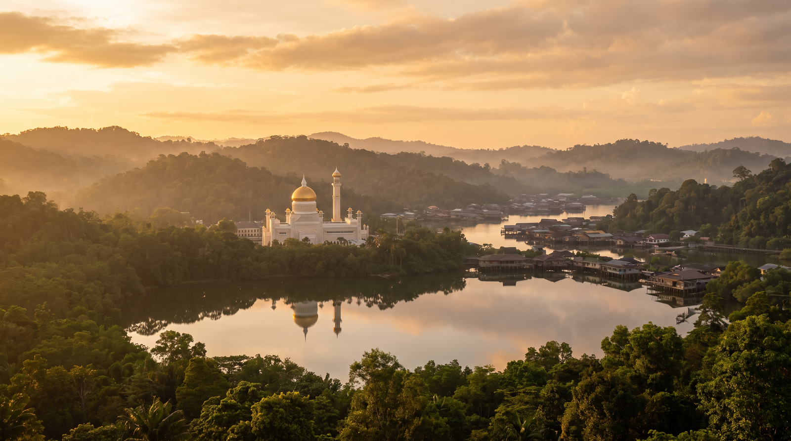 Paisaje de Brunei Darussalam con cobertura 4G/5G de la eSIM de PuraSIM