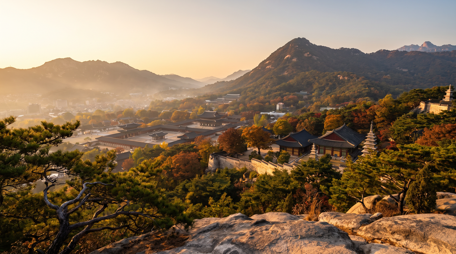 Paisaje de Corea del Sur con cobertura 4G/5G de la eSIM de PuraSIM