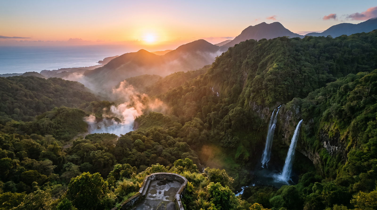 Paisaje de Dominica con cobertura 4G/5G de la eSIM de PuraSIM