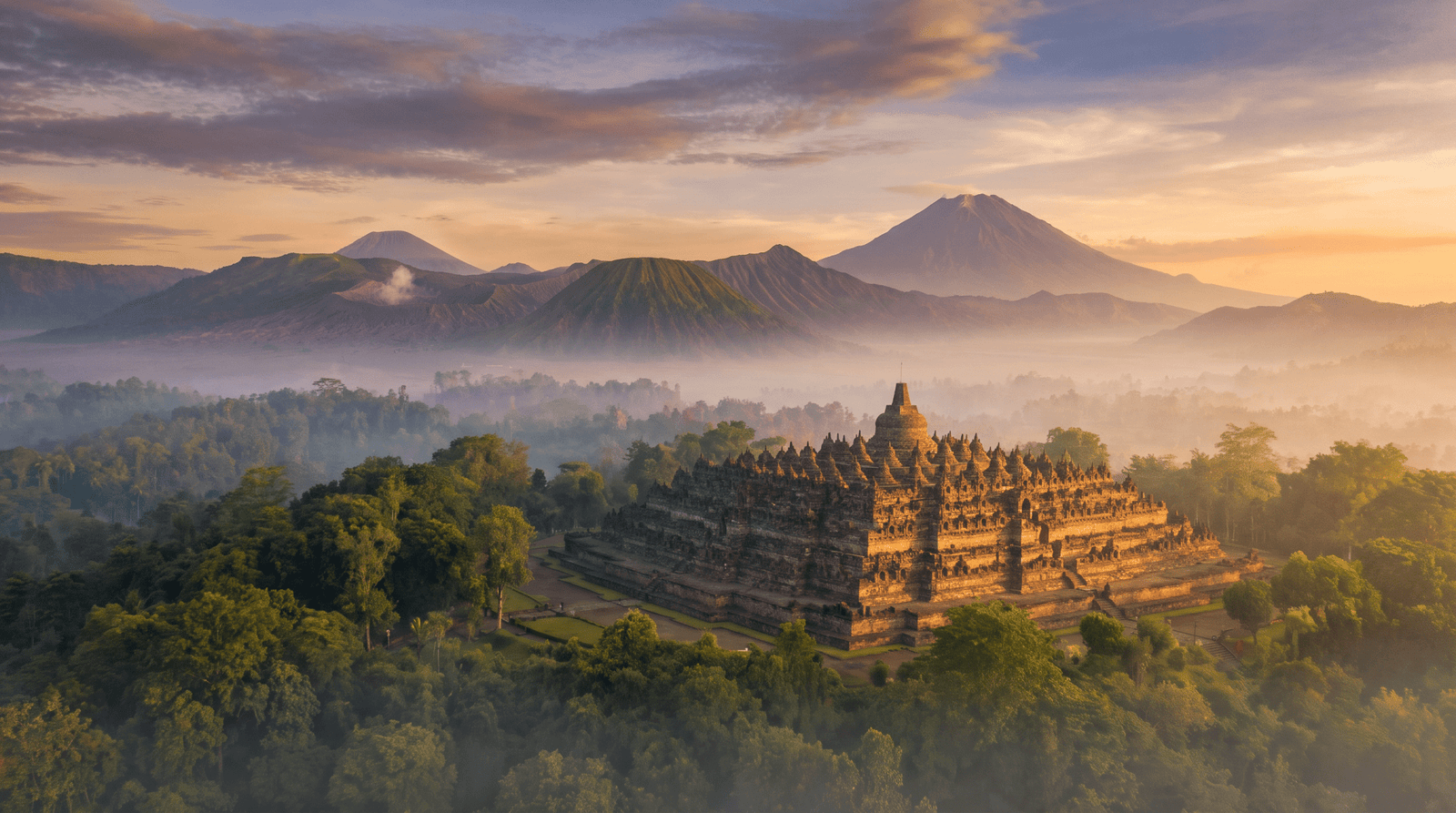 Paisaje de Indonesia con cobertura 4G/5G de la eSIM de PuraSIM