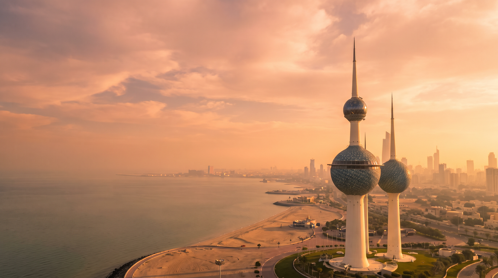 Paisaje de Kuwait con cobertura 4G/5G de la eSIM de PuraSIM