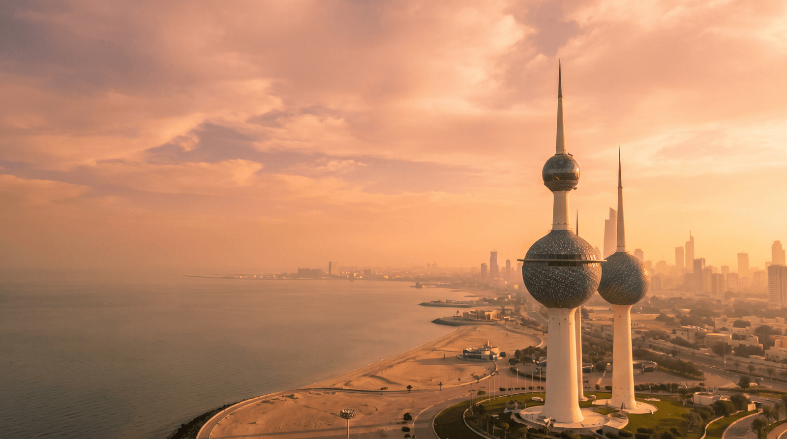 Paisaje de Kuwait con cobertura 4G/5G de la eSIM de PuraSIM