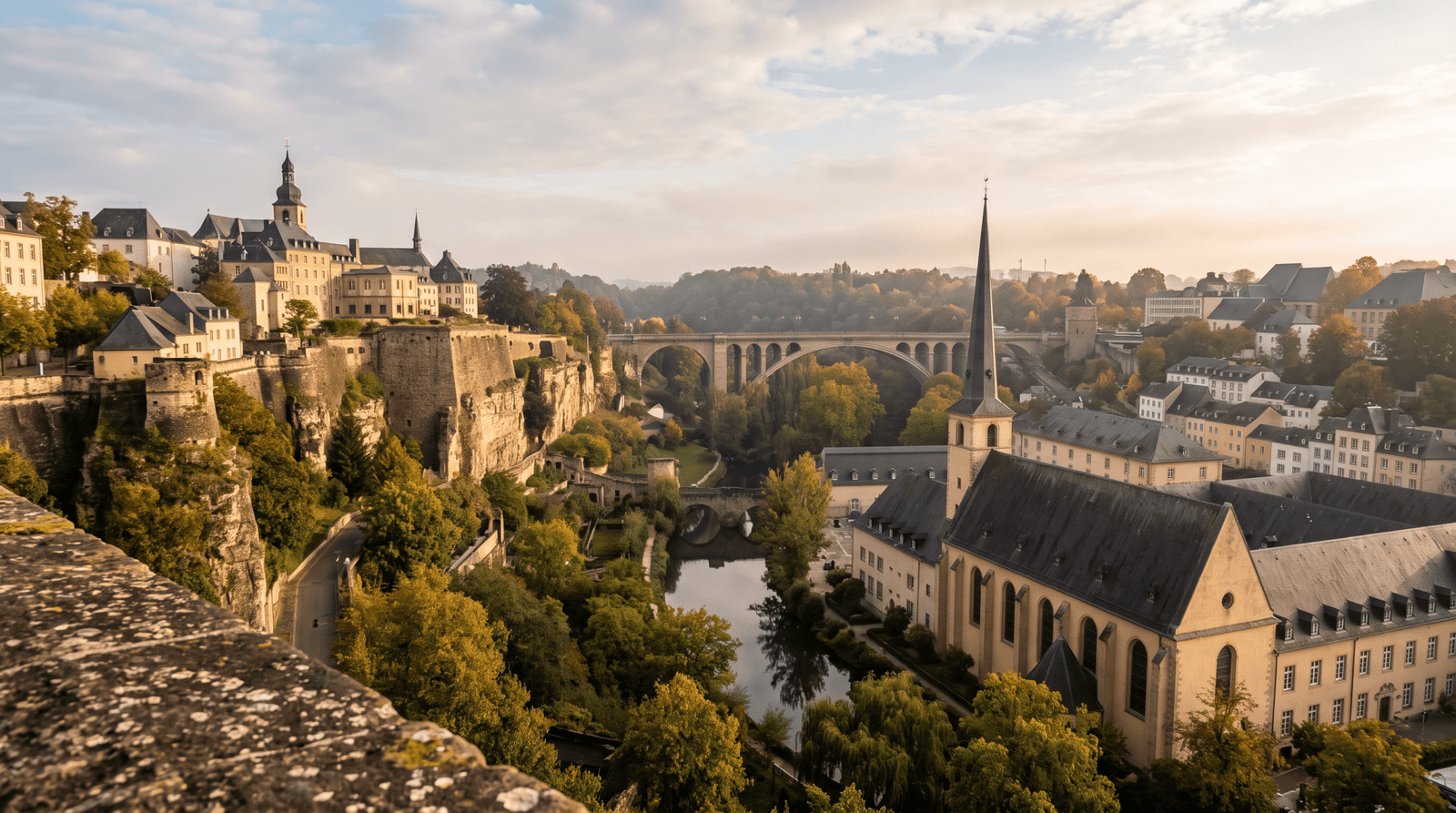 Paisaje de Luxemburgo con cobertura 4G/5G de la eSIM de PuraSIM