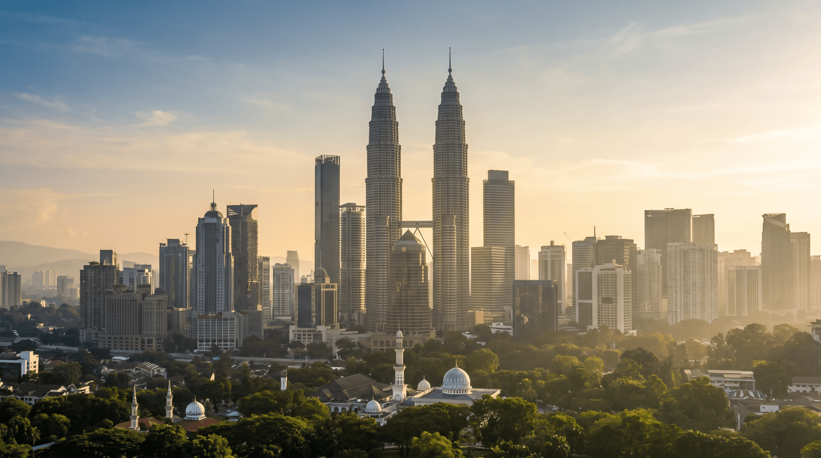 Paisaje de Malasia con cobertura 4G/5G de la eSIM de PuraSIM