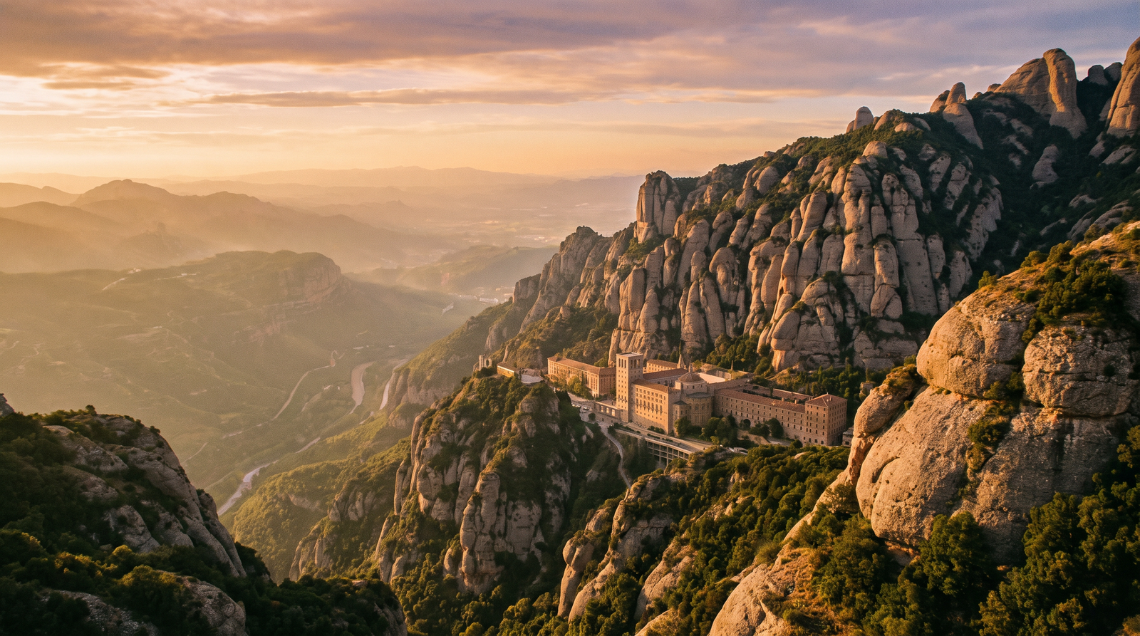 Paisaje de Montserrat con cobertura 4G/5G de la eSIM de PuraSIM