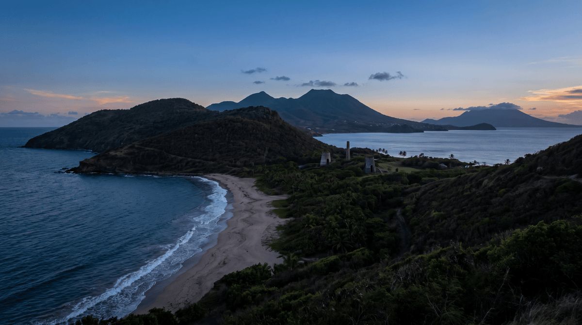 Coucher de soleil – Saint-Christophe-et-Niévès – connecté en données mobiles, sans itinérance