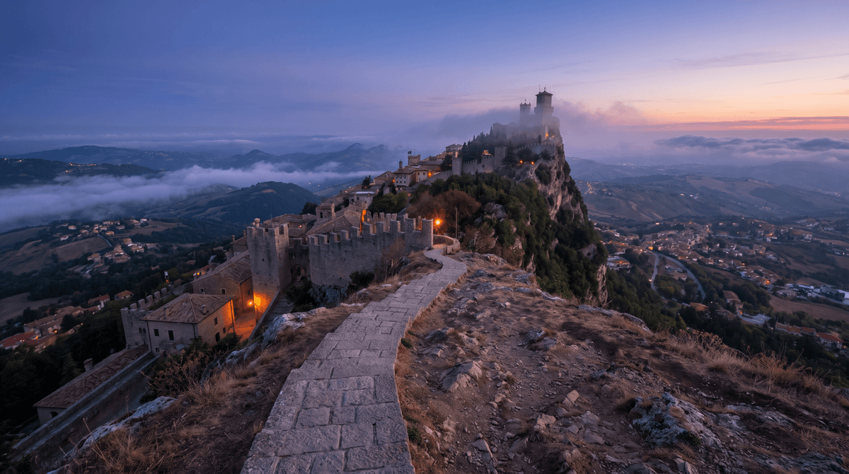 Pôr do sol em San Marino, conectado com dados móveis sem roaming