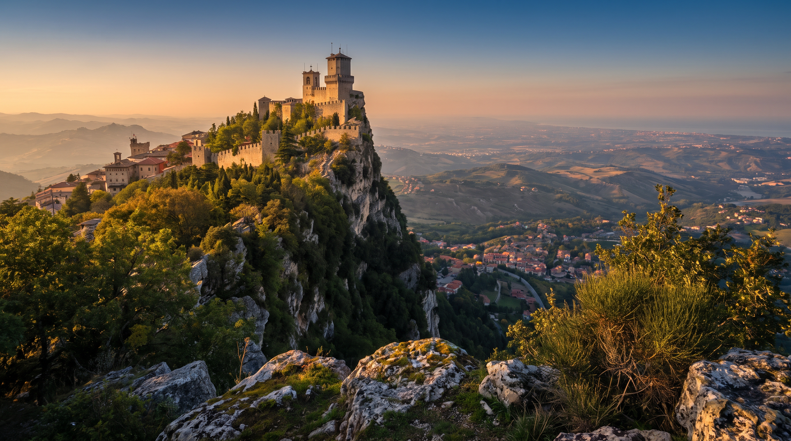 Paisaje de San Marino con cobertura 4G/5G de la eSIM de PuraSIM