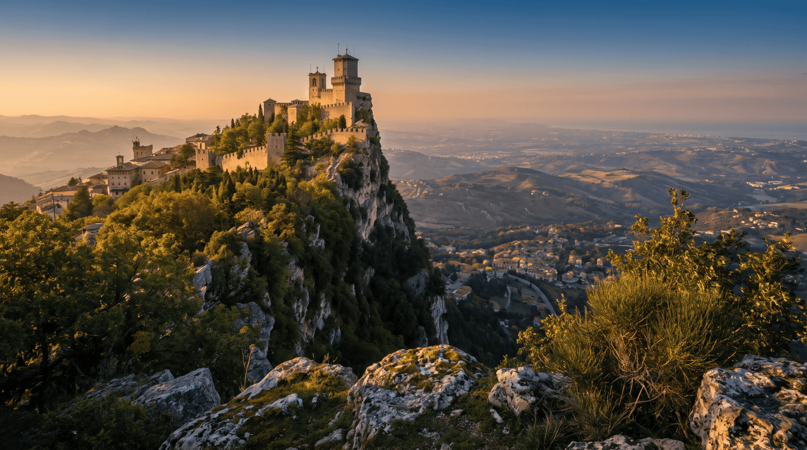 Paisaje de San Marino con cobertura 4G/5G de la eSIM de PuraSIM