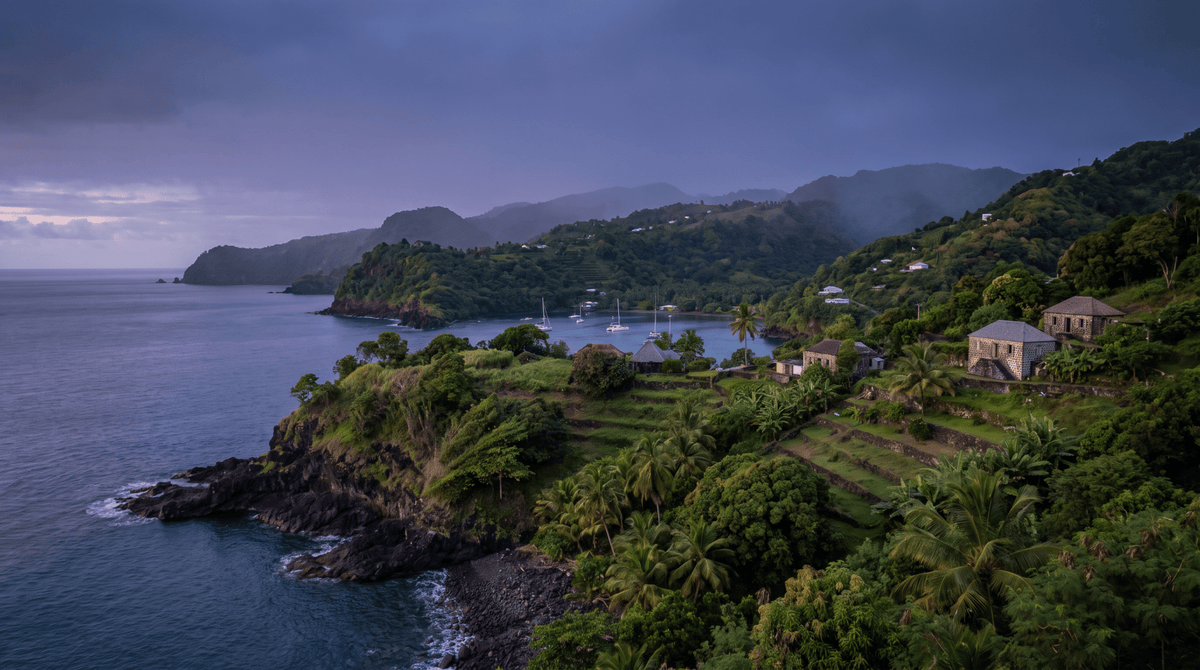 Coucher de soleil – Saint-Vincent-et-les-Grenadines – connecté en données mobiles, sans itinérance