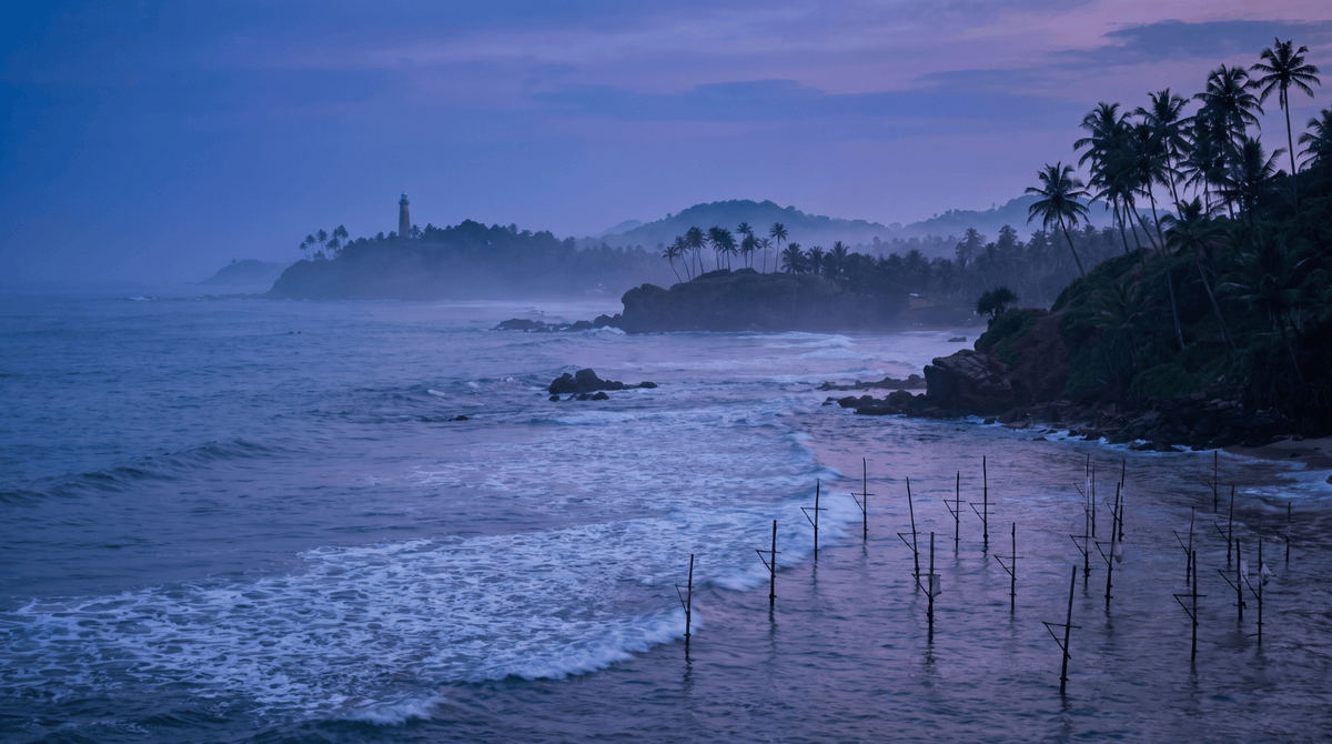 Pôr do sol em Sri Lanka, conectado com dados móveis sem roaming
